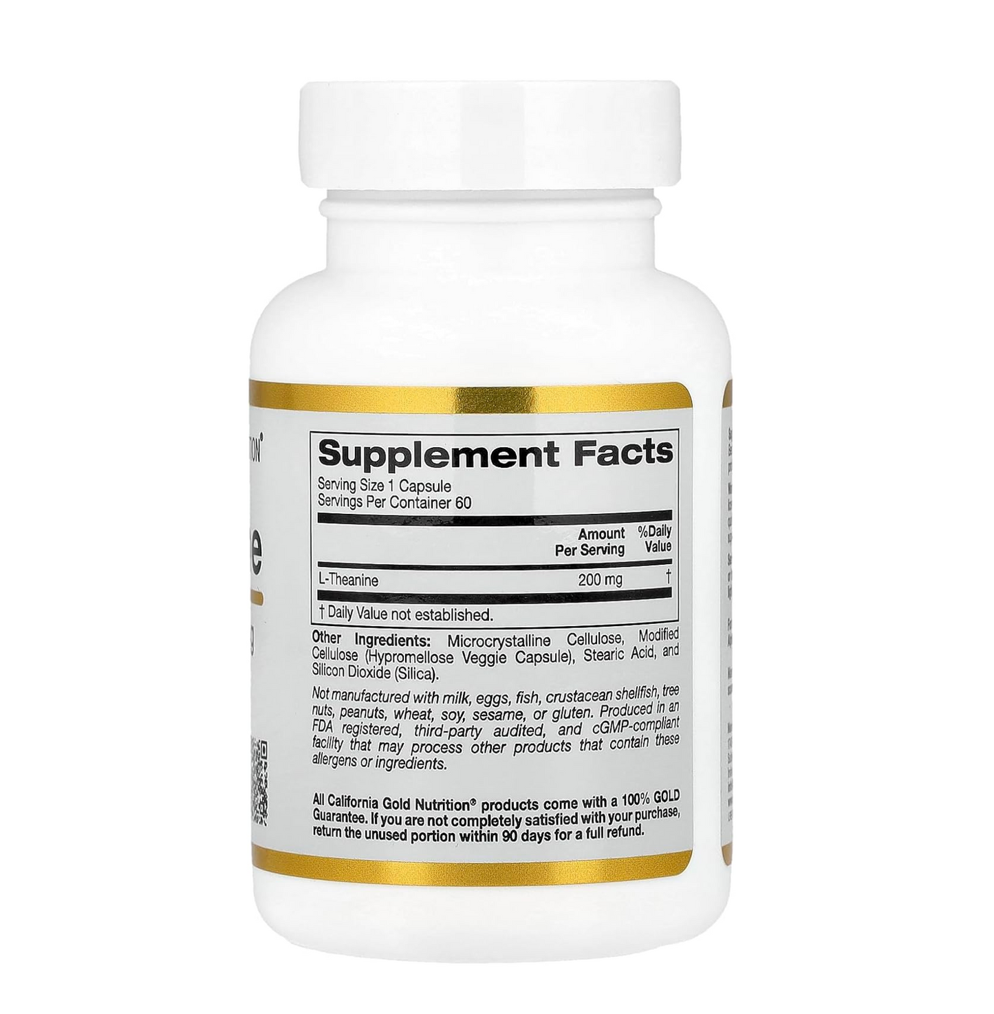 California Gold Nutrition L-Theanine, Featuring AlphaWaveÂ®, 200 mg, 60 Veggie Capsules