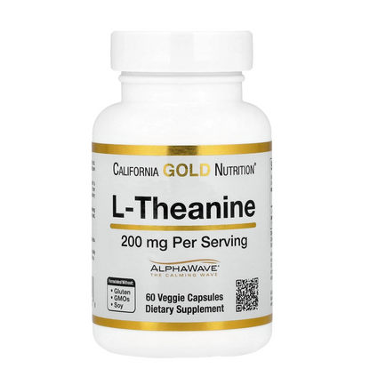 California Gold Nutrition L-Theanine, Featuring AlphaWaveÂ®, 200 mg, 60 Veggie Capsules