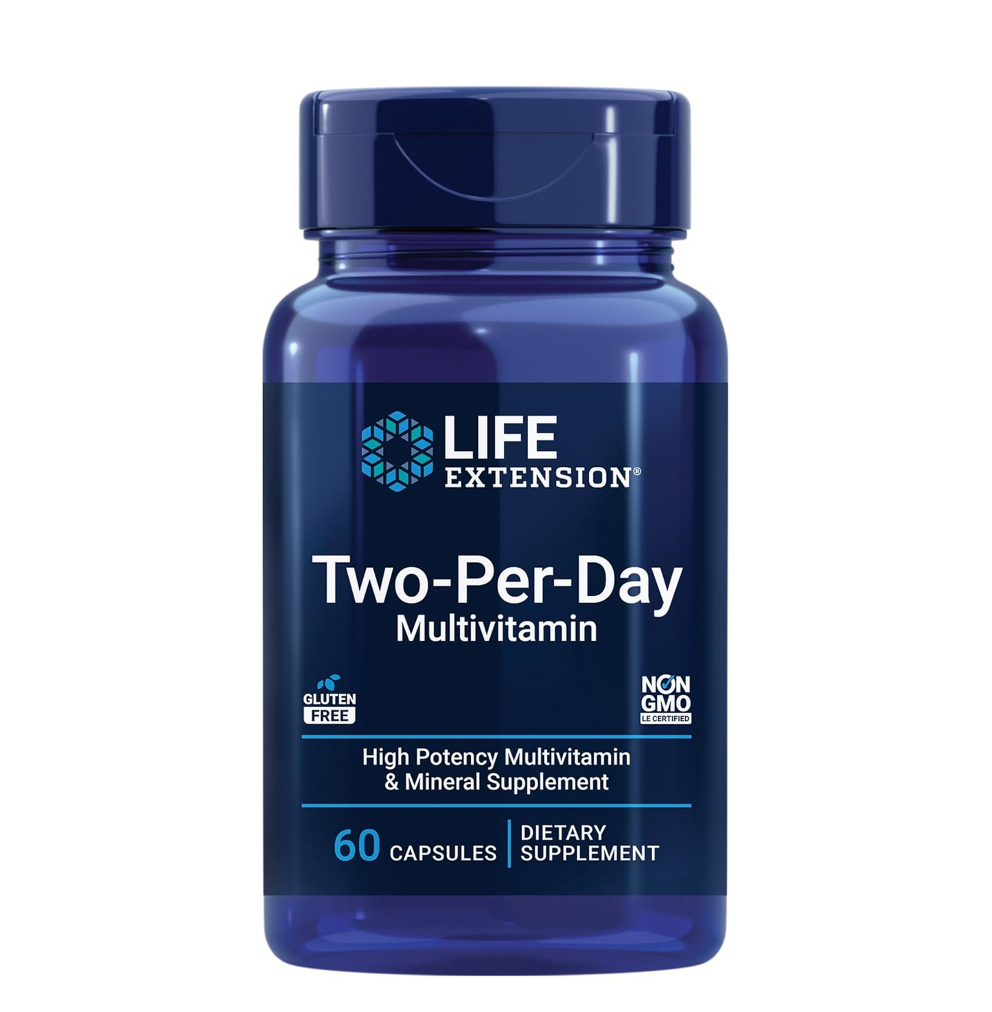 Life Extension Two-Per-Day Multivitamin - for Heart, Brain, Blood Vessel & Cellular Health â€“ Essential Vitamins & Minerals for Well-Being - Two Per Day - Gluten-Free â€“ Non-GMO â€“ 60 Capsules