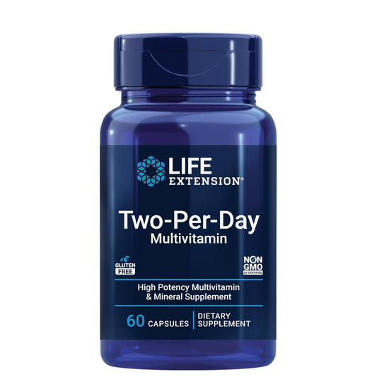 Life Extension Two-Per-Day Multivitamin - for Heart, Brain, Blood Vessel & Cellular Health â€“ Essential Vitamins & Minerals for Well-Being - Two Per Day - Gluten-Free â€“ Non-GMO â€“ 60 Capsules