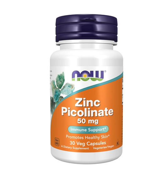 Now Foods Supplements, Zinc Picolinate 50 mg, Supports Enzyme Functions*, Immune Support*, 30 Veg Capsules