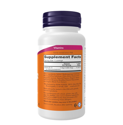 Now Supplements, Methyl B-12 (Methylcobalamin) 1,000 mcg, Nervous System Health*, 250 Lozenges