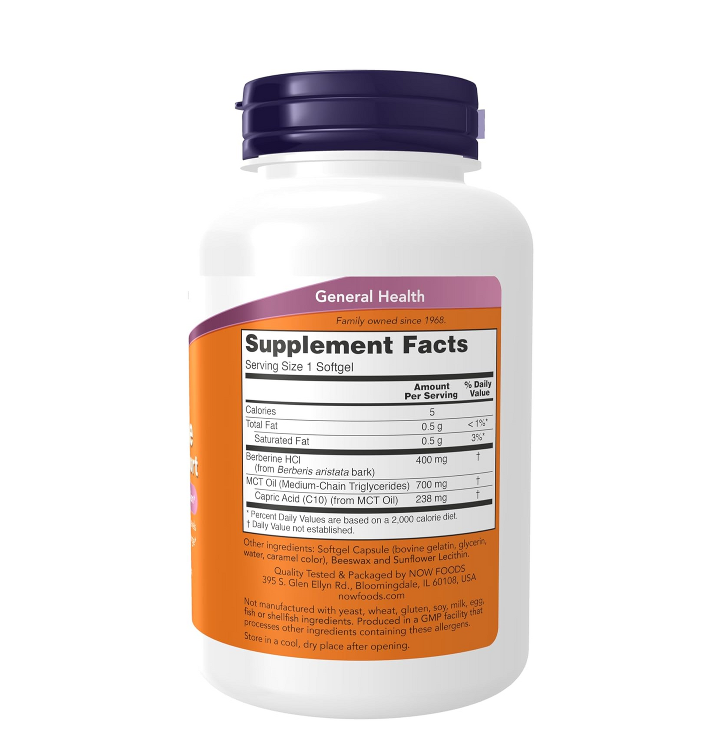 NOW Foods Supplements, Berberine Glucose Support, Combined with MCT Oil for Optimal Berberine Absorption, 90 Softgels