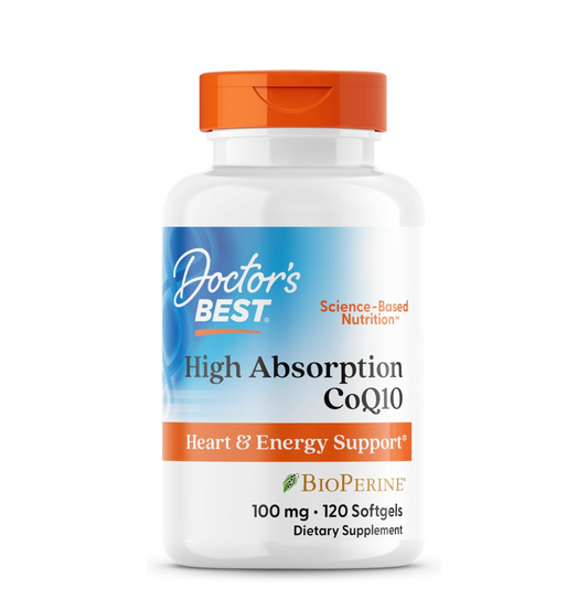 Doctor's Best High Absorption CoQ10 with BioPerine Supplement - Coenzyme Q10 Softgels for Heart Health & Antioxidant Support, Naturally Fermented CoQ10 100mg for Women & Men, Non GMO - 120 Softgels