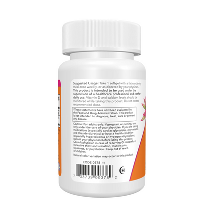 NOW Foods Supplements, Vitamin D-3 50,000 IU Softgels, 50 softgels
