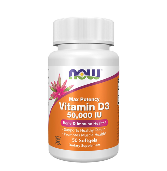 NOW Foods Supplements, Vitamin D-3 50,000 IU Softgels, 50 softgels