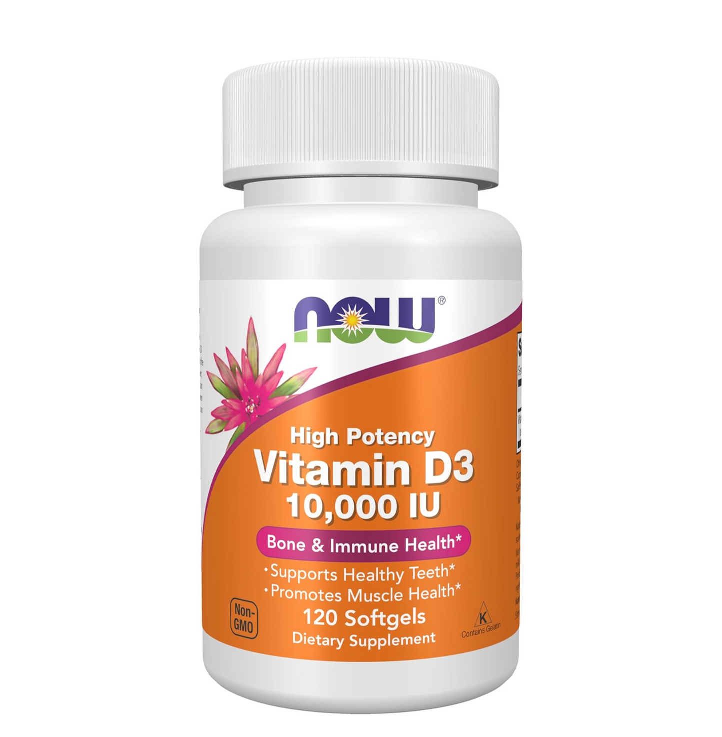 NOW Foods Supplements, Vitamin D-3 10,000 IU, Highest Potency, Structural Support*, 120 Softgels