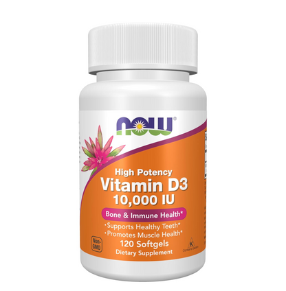 NOW Foods Supplements, Vitamin D-3 10,000 IU, Highest Potency, Structural Support*, 120 Softgels