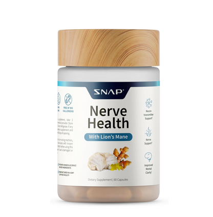 Snap Supplements Nerve Health Support with Lion's Mane, Organic Turmeric & Herbs â€“ Neuropathy Supplement for Mental Clarity, Focus & Healthy Nerve Function* â€“ 60 Capsules