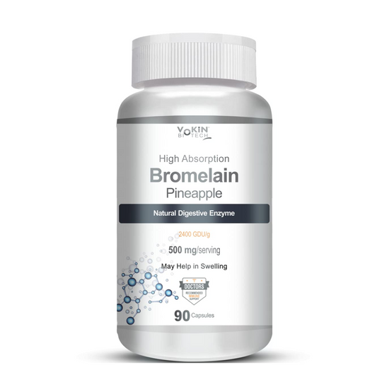 Vokin Biotech Bromelain Pineapple Digestive Enzyme- 2400 GDU/g - 500 mg | 90 Capsules (Pack of 1)