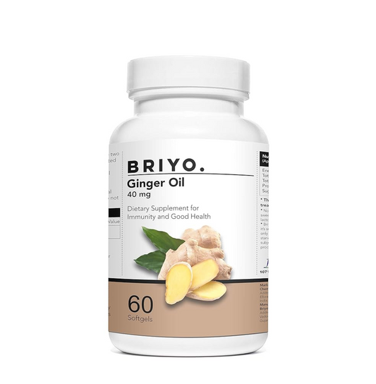 Briyosis Ginger Oil 60 Softgels to support Healthy Digestion and Immune Health