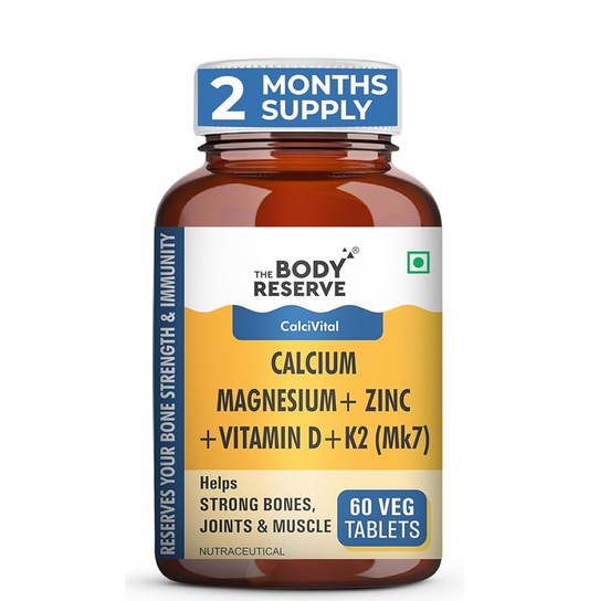 The Body Reserve Calcium Tablets For Women & Men- 60 Tablets, Calcium Magnesium & Zinc Supplements For Man With Calcium Citrate, Vitamin K2, MK7 & Vitamin B12 To Support Joints And Bone Health