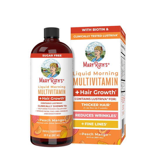 MARYRUTH'S Liquid Multivitamin + Hair Growth | Clinically Tested in Women for Thicker Hair & Facial Wrinkles | Biotin 10000mcg | Lustriva Hair Growth Supplements | Skin Care | Ages 18+ | 30 Fl Oz