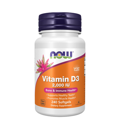 NOW Foods Supplements, Vitamin D-3 2,000 IU, High Potency, Structural Support*, 240 Softgels