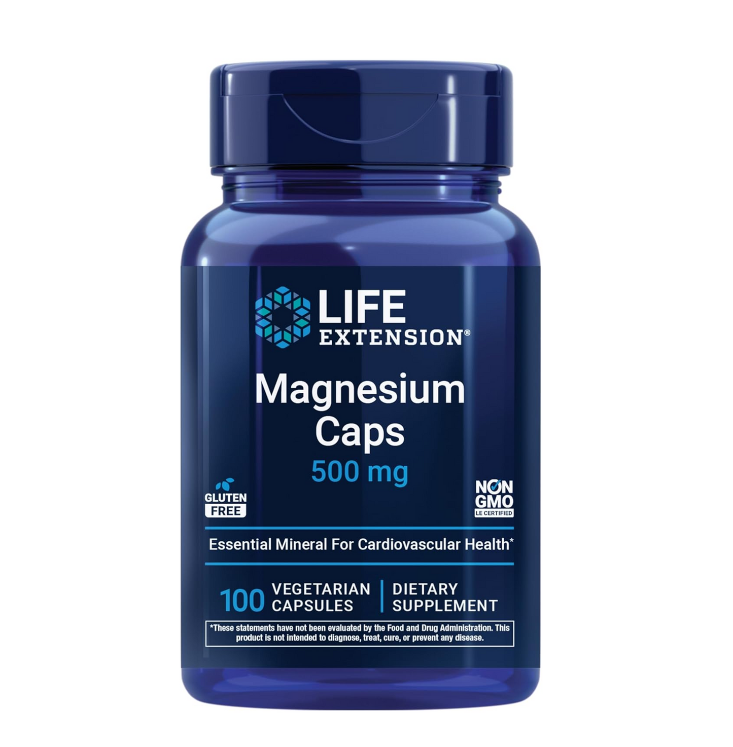 Life Extension Magnesium Caps, 500 mg, Magnesium Oxide, Citrate, and Succinate, Heart Health, Healthy Bones, Metabolism Support, 100 Vegetarian Capsules