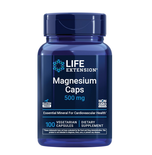 Life Extension Magnesium Caps, 500 mg, Magnesium Oxide, Citrate, and Succinate, Heart Health, Healthy Bones, Metabolism Support, 100 Vegetarian Capsules