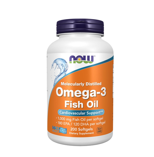 NOW Foods Supplements, Omega-3 180 EPA / 120 DHA, Molecularly Distilled, Cardiovascular Support*, 200 Softgels