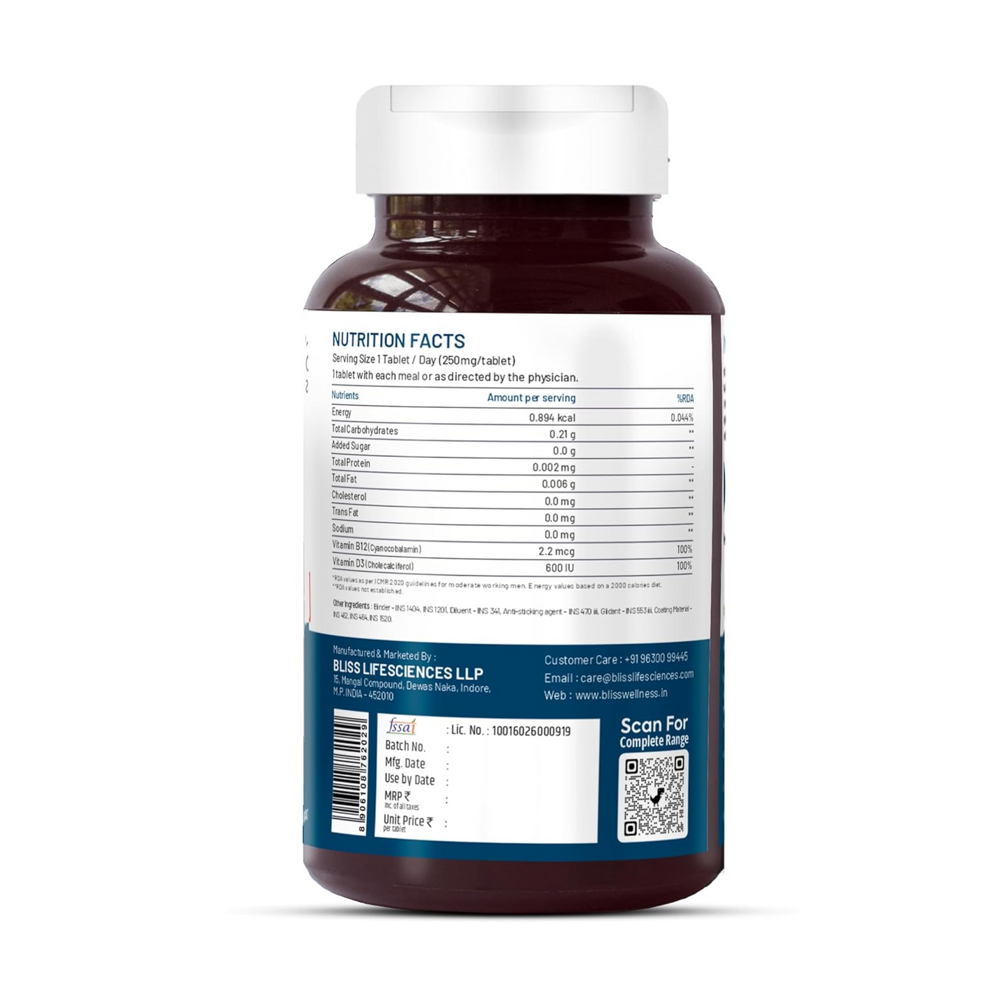 Bliss Welness VitaBliss B12+D3 Multivitamin - 60 Tablets