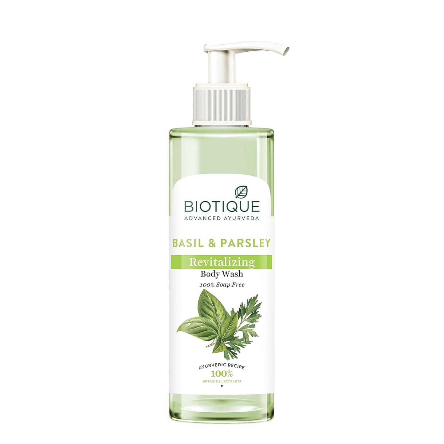Biotique Basil & Parsley Revitalizing Body Wash | Soften Skin | Provides Natural Brightness | Deeply Cleanses | 100% Botanical Extracts | Suitable for All Skin Types | 200ml
