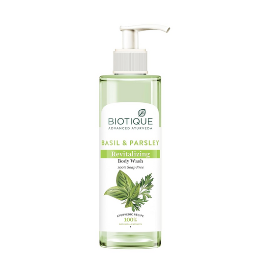 Biotique Basil & Parsley Revitalizing Body Wash | Soften Skin | Provides Natural Brightness | Deeply Cleanses | 100% Botanical Extracts | Suitable for All Skin Types | 200ml