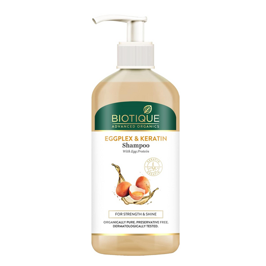 Biotique Eggplex & Keratin Shampoo for Thicker & Shinier Hair - Prevents Breakage, Gentle Cleanse | Protein Shampoo| For Men & Women - 300ml