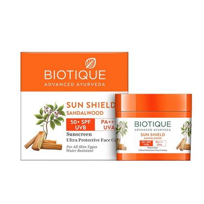 Biotique Bio Sandalwood Sunscreen Ultra Soothing Face Lotion, SPF 50+ |Ultra Protective Lotion| Keeps Skin Soft, Fair and Moisturized| Water Resistant| For All Skin Types| 50ml