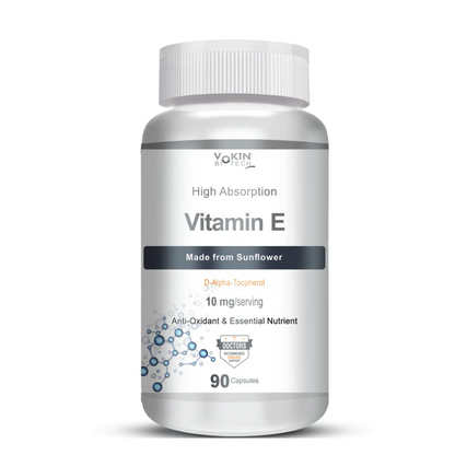 Vokin Biotech Natural Vitamin E from Sunflower - D-Alpha-Tocpherol - 10mg - 90 Capsules