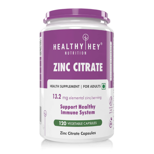 HealthyHey Nutrition Zinc Citrate, Supports Immune and Immunity - 120 Veg Capsules