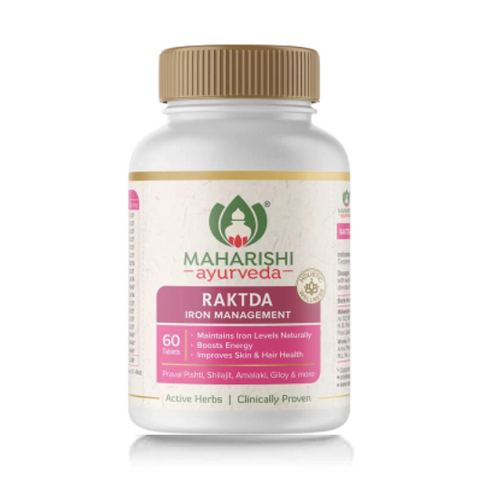 Maharishi Ayurveda Raktda Iron Management Tablets For Men&Women | Ayurvedic Iron Supplement With Vitamin C&Calcium | Maintains Haemoglobin Levels | Boosts Energy | Improves Skin&Hair Health | 60 Tablets