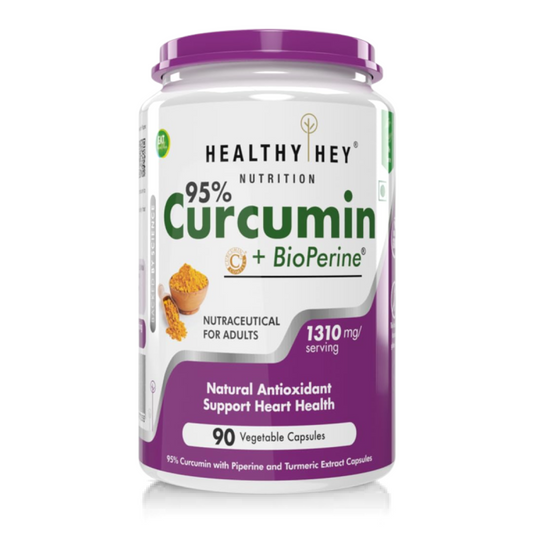 HealthyHey Nutrition Curcumin with Bioperine 1310mg (Ultra Pure) | 90 Vegetable Capsules with Piperine