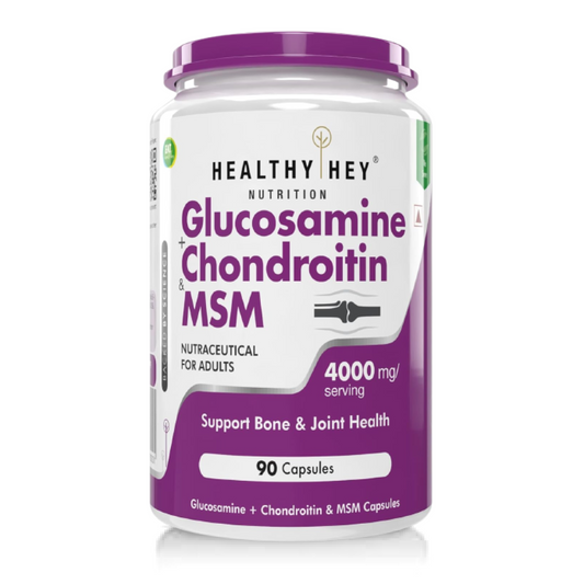 HealthyHey Nutrition Glucosamine Chondroitin and MSM for Cartilage; Joint and Bone, 90 Capsules