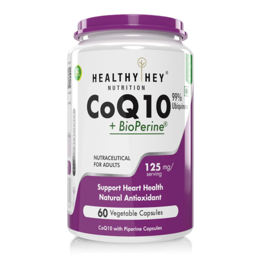 HealthyHey Nutrition High Absorption CoQ10 with BioPerine-125mg -Pack of 60 Capsules