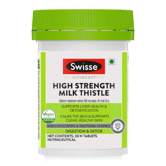 Swisse High Strength Milk Thistle with 500mg (70:1) Milk Thistle Extract for Complete Liver Support, Alcohol Detox & Protection Against Fatty Liver - 30 Tablets (Highest Milk Thistle Content In Single Tab)