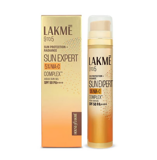 LakmÄ“ Sun Expert 1% Nia C water-light Sunscreen gel SPF 50 Pa++++ Best for Oily Skin | Even toned & Glowing Skin |Helps reduce pigmentation | UVA/B Protection, No White Cast 56G