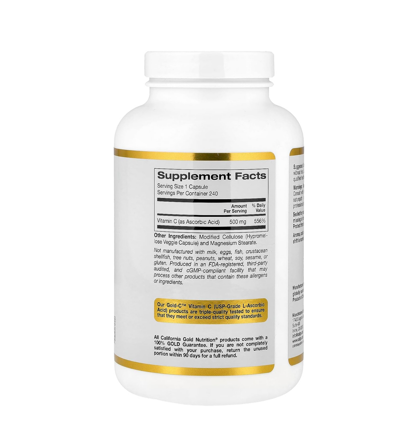California Gold Nutrition, Vitamin C, Quali-C, 500 mg, 240 Veggie Caps