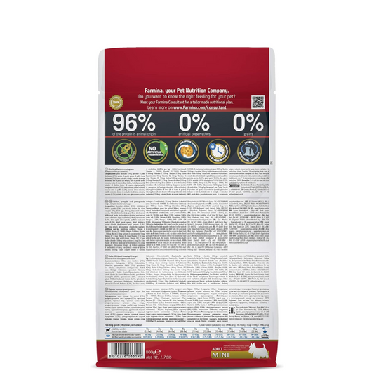 Farmina N&D Pumpkin Adult Mini Dog Food | Chicken, Pomegranate & Pumpkin | Rich in Anti-oxidants | Complete Food for Adult Dogs | 0.8kg | No Artificial Preservatives