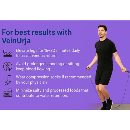 BBETTER VeinUrja Varicose Vein Support | Ayurvedic Supplement for Leg Swelling, Heaviness & Pain Relief | Natural Circulation & Vein Health Formula | 60 Softgels