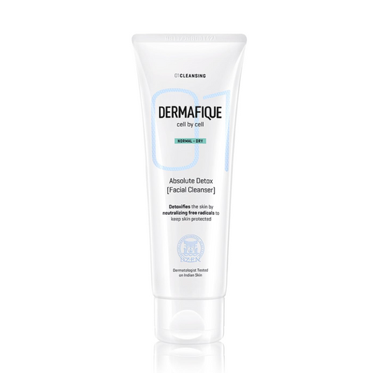 Dermafique Absolute Detox Facial Cleanser â€“ 100ml, with Bio-Active Cellulose Beads, Face Wash Enriched with Vitamin E & Pomegranate Extracts | Soap, Paraben & Alcohol Free | Dermatologist Tested Face Cleanser