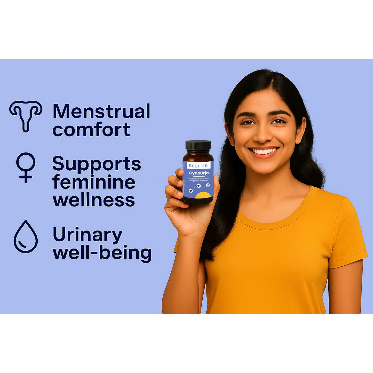 BBETTER GynoUrja Womenâ€™s Wellness | Ayurvedic Shatavari Softgels for Hormonal Balance, Menstrual Cycle & Urinary Health | Natural Supplement â€“ 60 Softgels