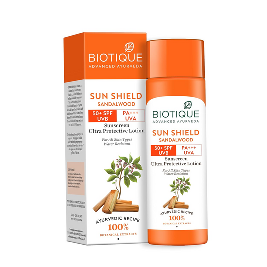 Biotique Bio Sandalwood Sunscreen Ultra Soothing Face Lotion, SPF 50+ |Ultra Protective Lotion| Keeps Skin Soft, Fair and Moisturized| Water Resistant| For All Skin Types| 190ml