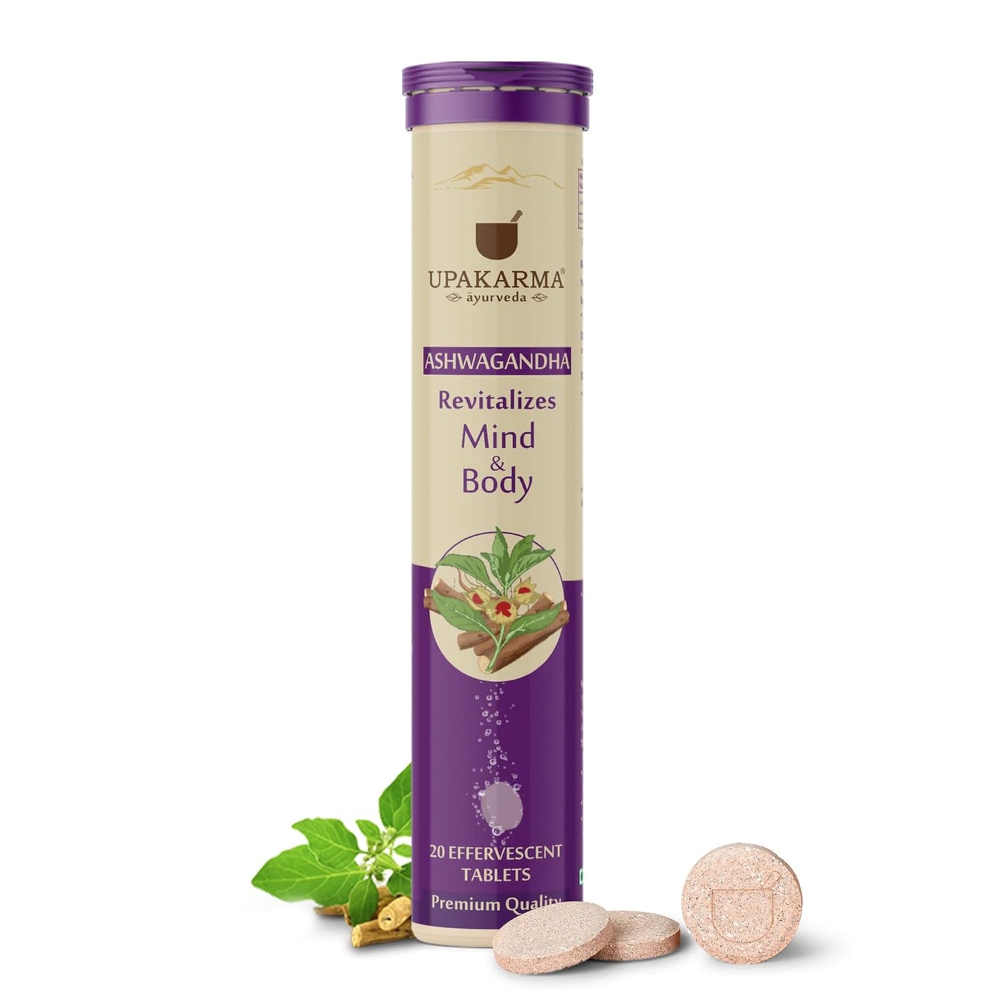 UPAKARMA Ashwagandha Effervescent Tablets | Mood Lifter, Immunity Booster | R&D Backed and Lab Tested