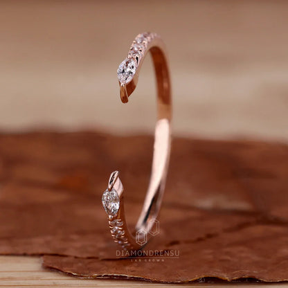 Open Gap Lab Grown Diamond Wedding Band, 0.19 TW Marquise and Round Diamond Band, Stackable Band, Matching Band, Anniversary Gift for Women
