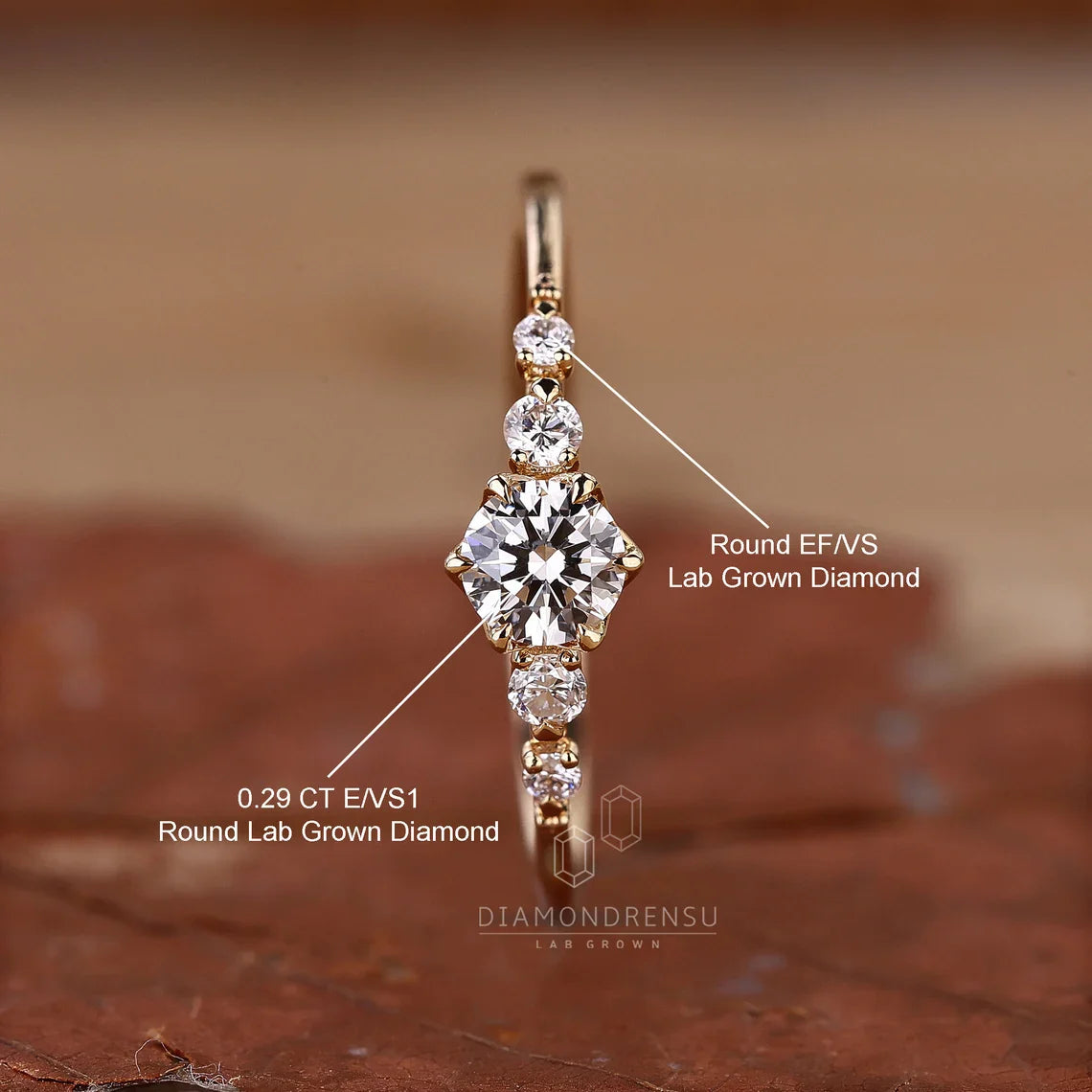 Dainty Round Lab Grown Diamond Promise Ring, Diamond Set in Claw Prongs, Diamond Engagement Ring for Women, Ring in Yellow, White, Rose Gold