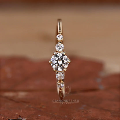 Dainty Round Lab Grown Diamond Promise Ring, Diamond Set in Claw Prongs, Diamond Engagement Ring for Women, Ring in Yellow, White, Rose Gold